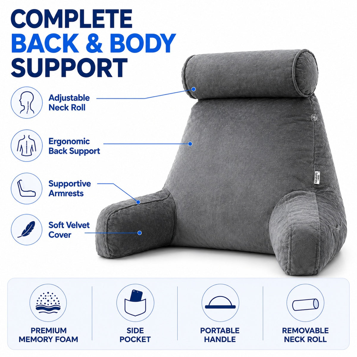 Back Support & Reading Pillow - Bed & Sofa