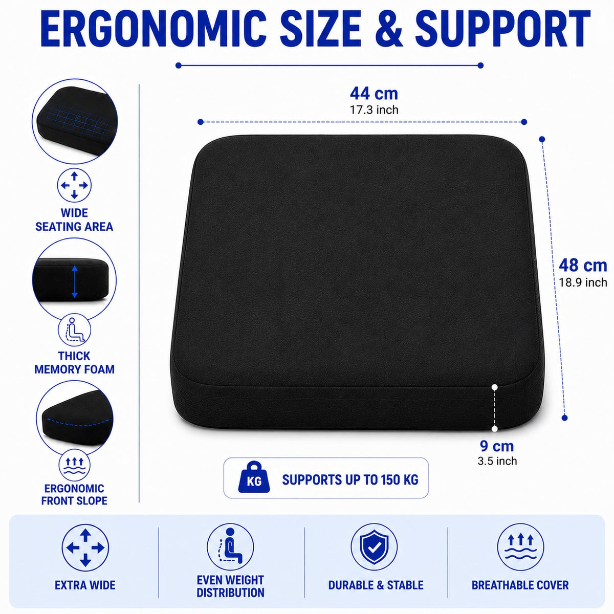 Large Memory Foam Seat Cushion