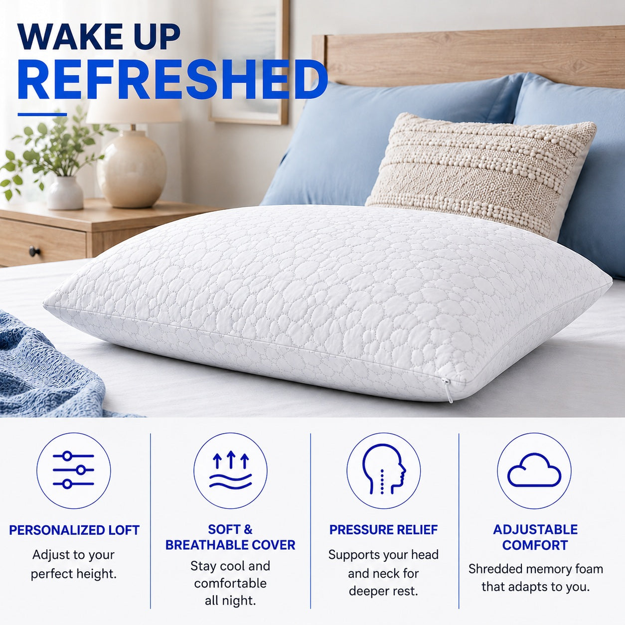 Memory Foam, Shredded Pillow with Gel