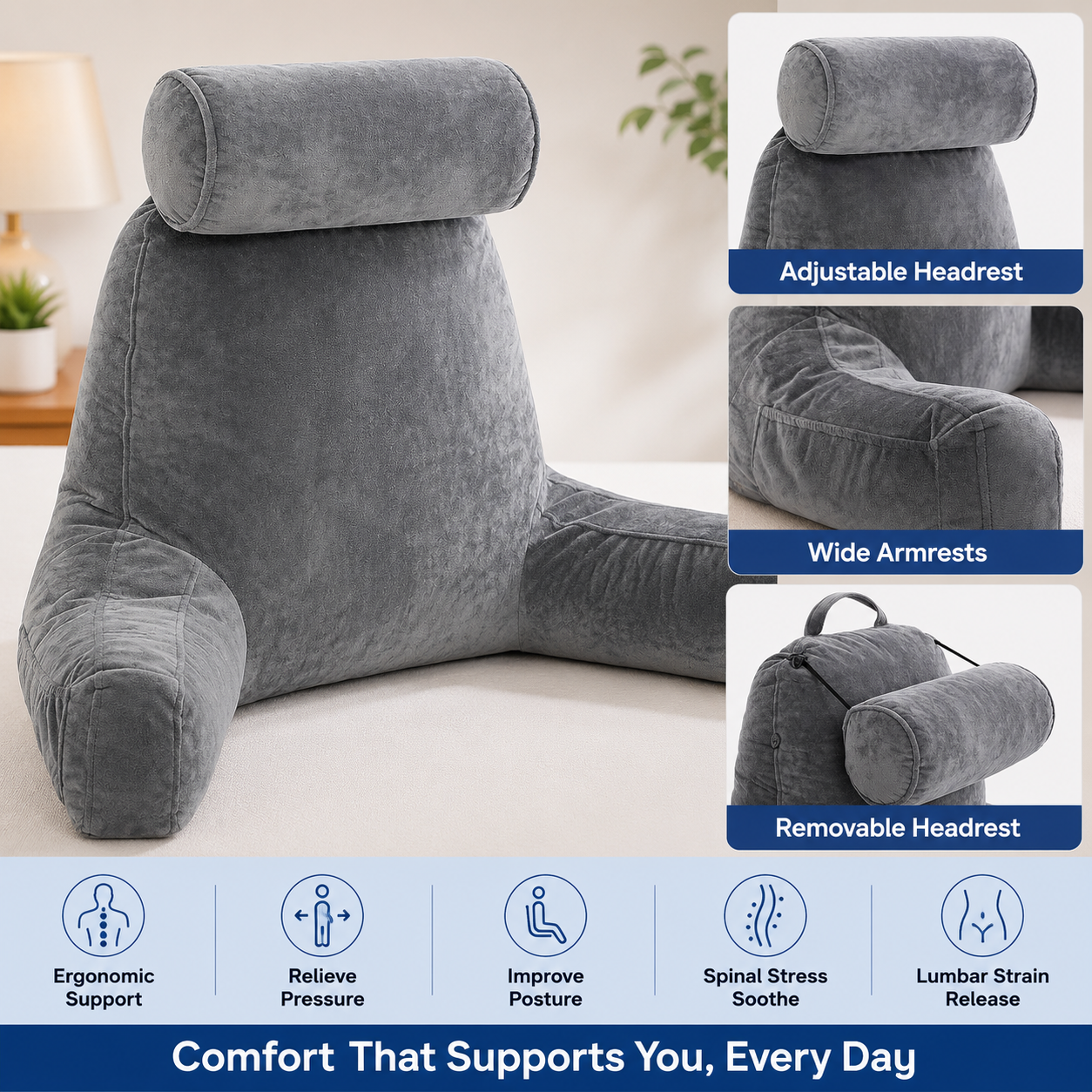 Back Support & Reading Pillow - Bed & Sofa - Comfi House - Bahrain