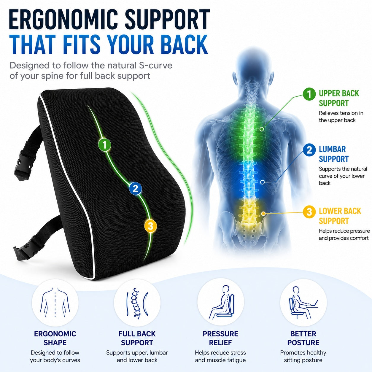 Memory Foam Back Support - Comfi House - Bahrain