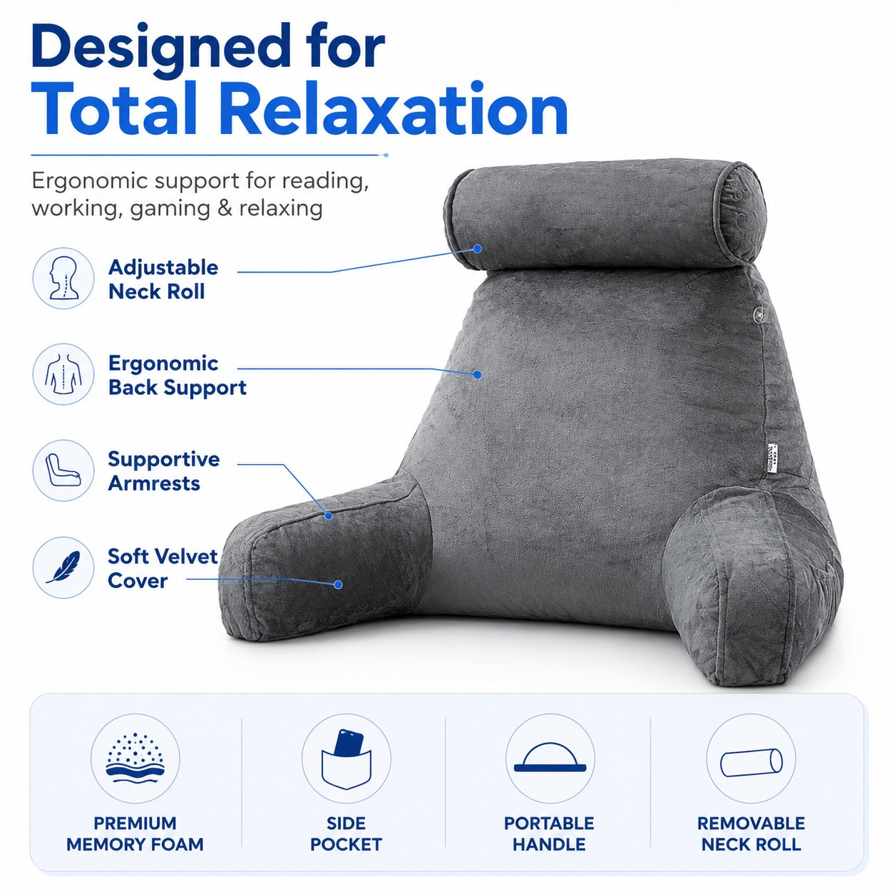 Back Support & Reading Pillow - Bed & Sofa - Comfi House - Bahrain
