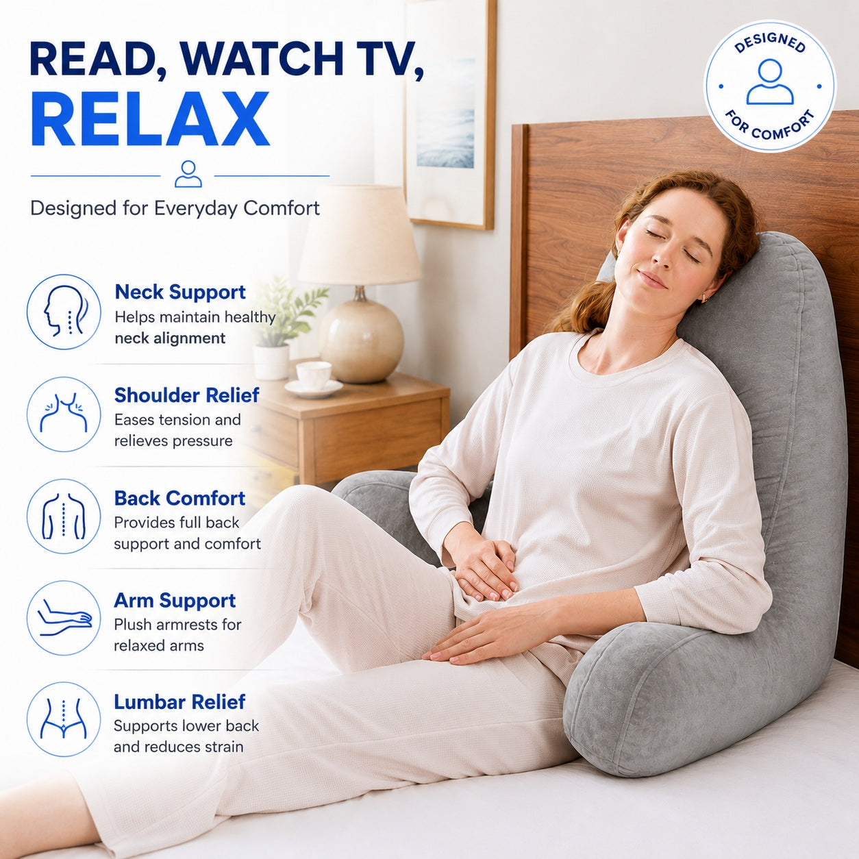 Back Support & Reading Pillow - Bed & Sofa