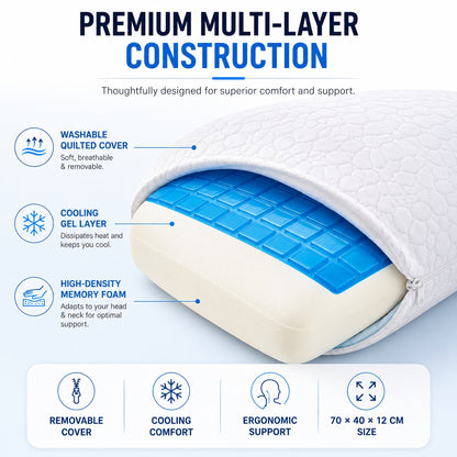 Memory Foam, Cooling Gel Pillow - Comfi House - Bahrain