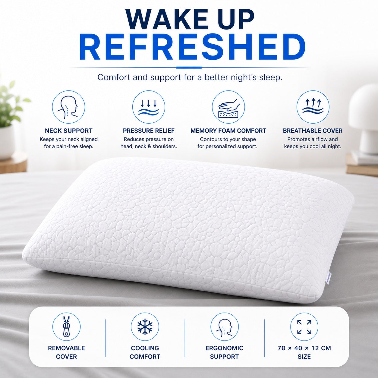 Memory Foam, Cooling Gel Pillow - Comfi House - Bahrain