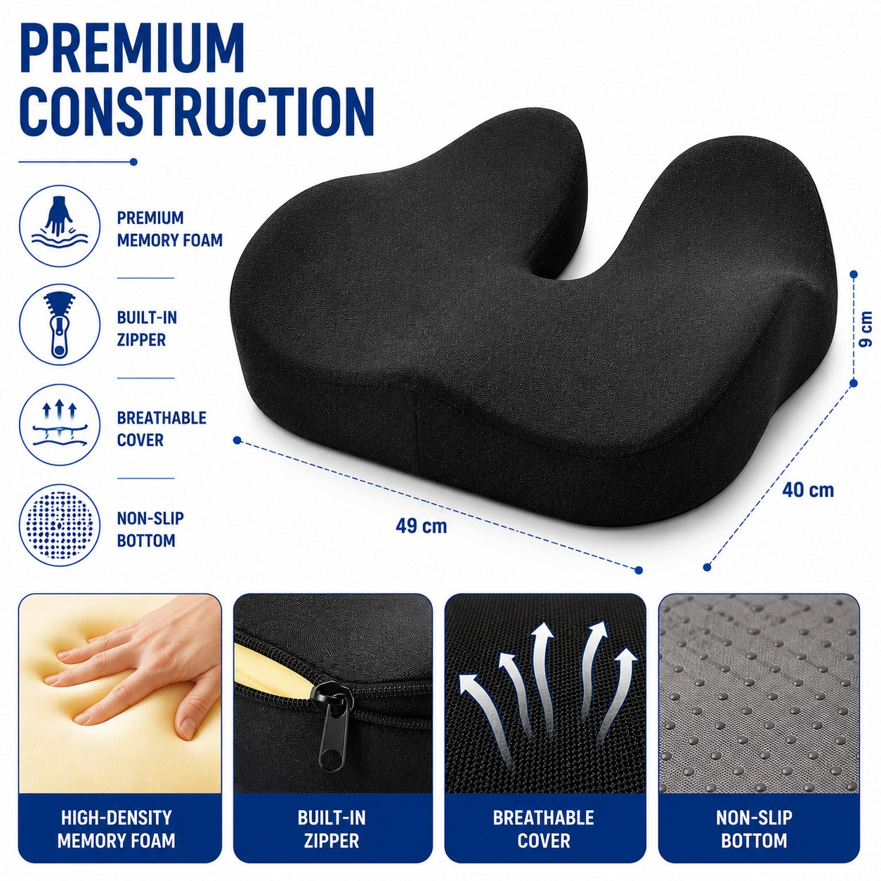 Memory Foam, Curved Seat Cushion - Comfi House - Bahrain