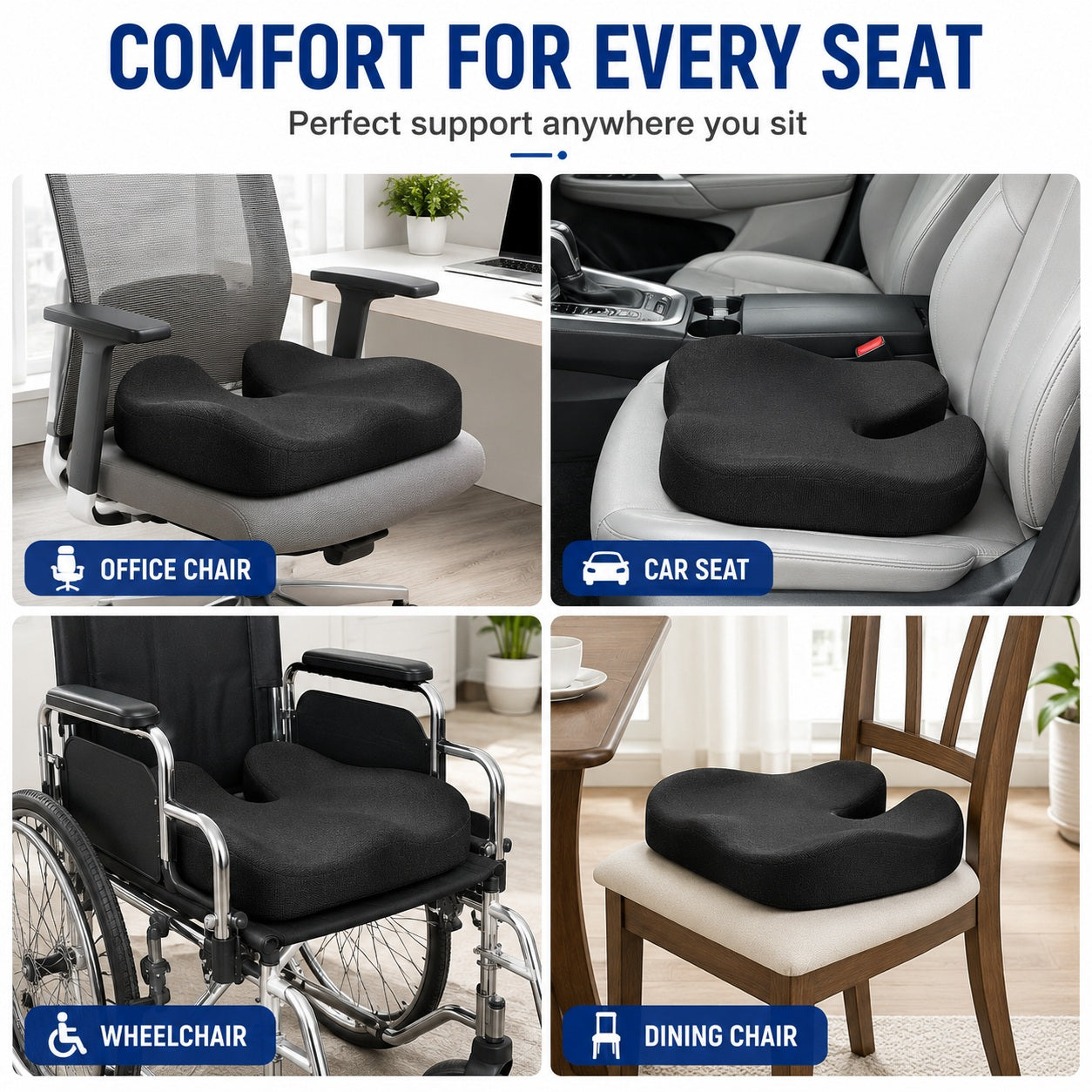Memory Foam, Curved Seat Cushion - Comfi House - Bahrain