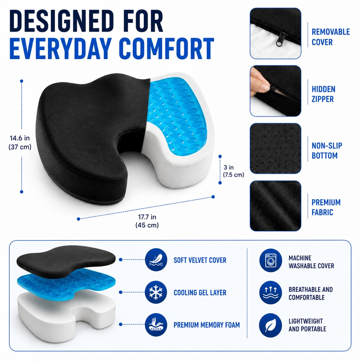 Memory Foam, Gel Seat Cushion - Comfi House - Bahrain