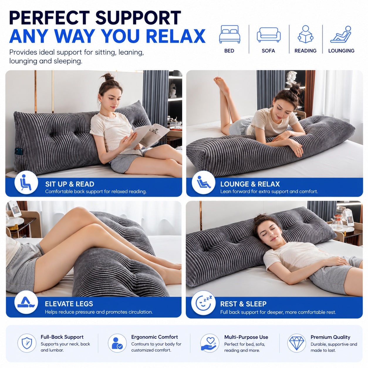 Headboard Support Pillow - Bed & Sofa - Comfi House - Bahrain