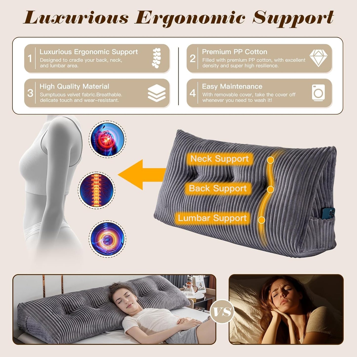 Headboard Support Pillow - Bed & Sofa - Comfi House - Bahrain