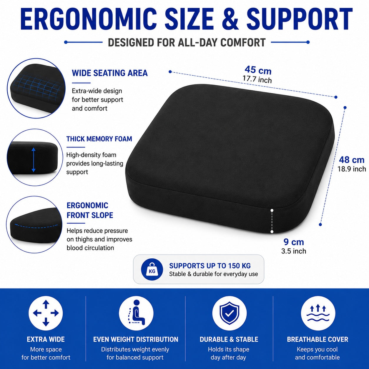 Memory Foam, Large Seat Cushion - Comfi House - Bahrain
