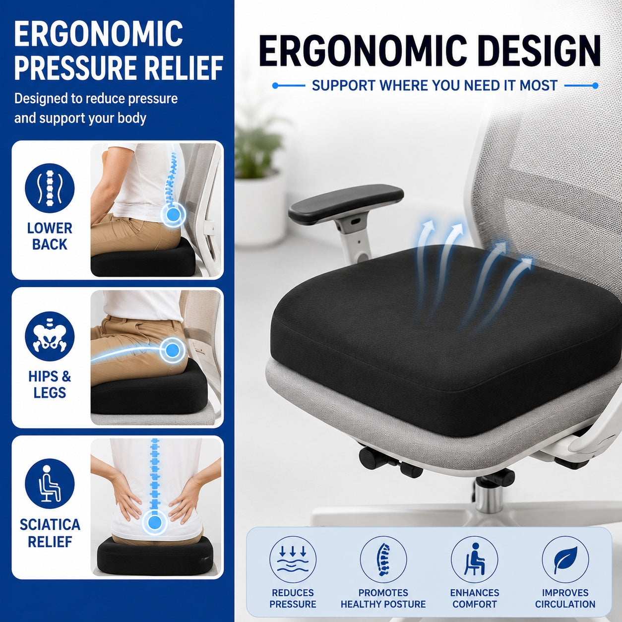 Memory Foam, Large Seat Cushion - Comfi House - Bahrain