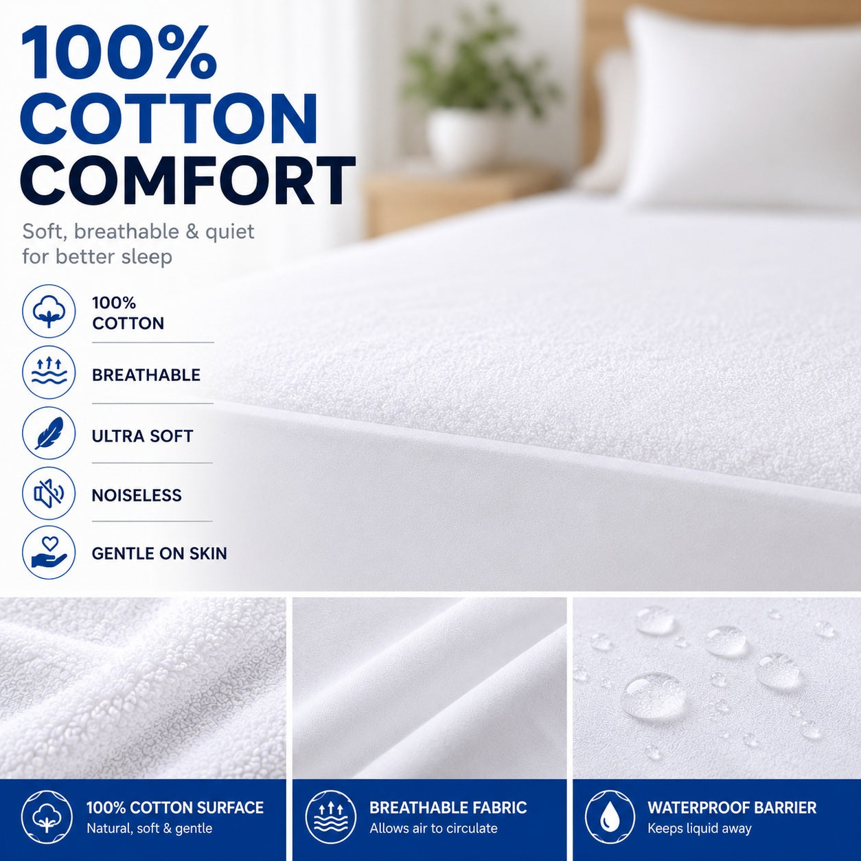 Waterproof Cotton Mattress Protector - Comfi House - Bahrain