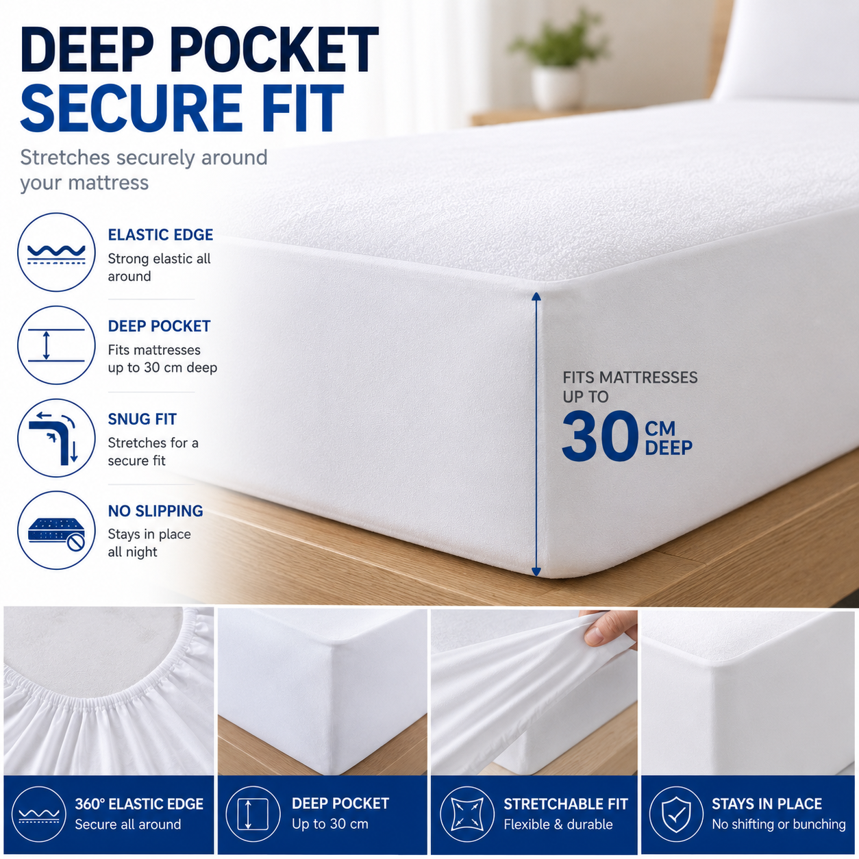 Waterproof Cotton Mattress Protector - Comfi House - Bahrain