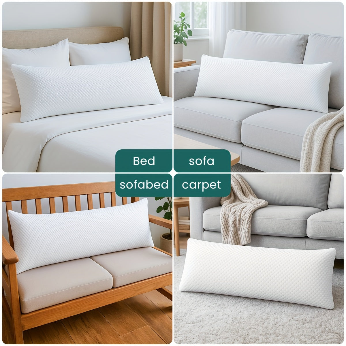 Memory Foam, Long Body Support Pillow - Comfi House - Bahrain