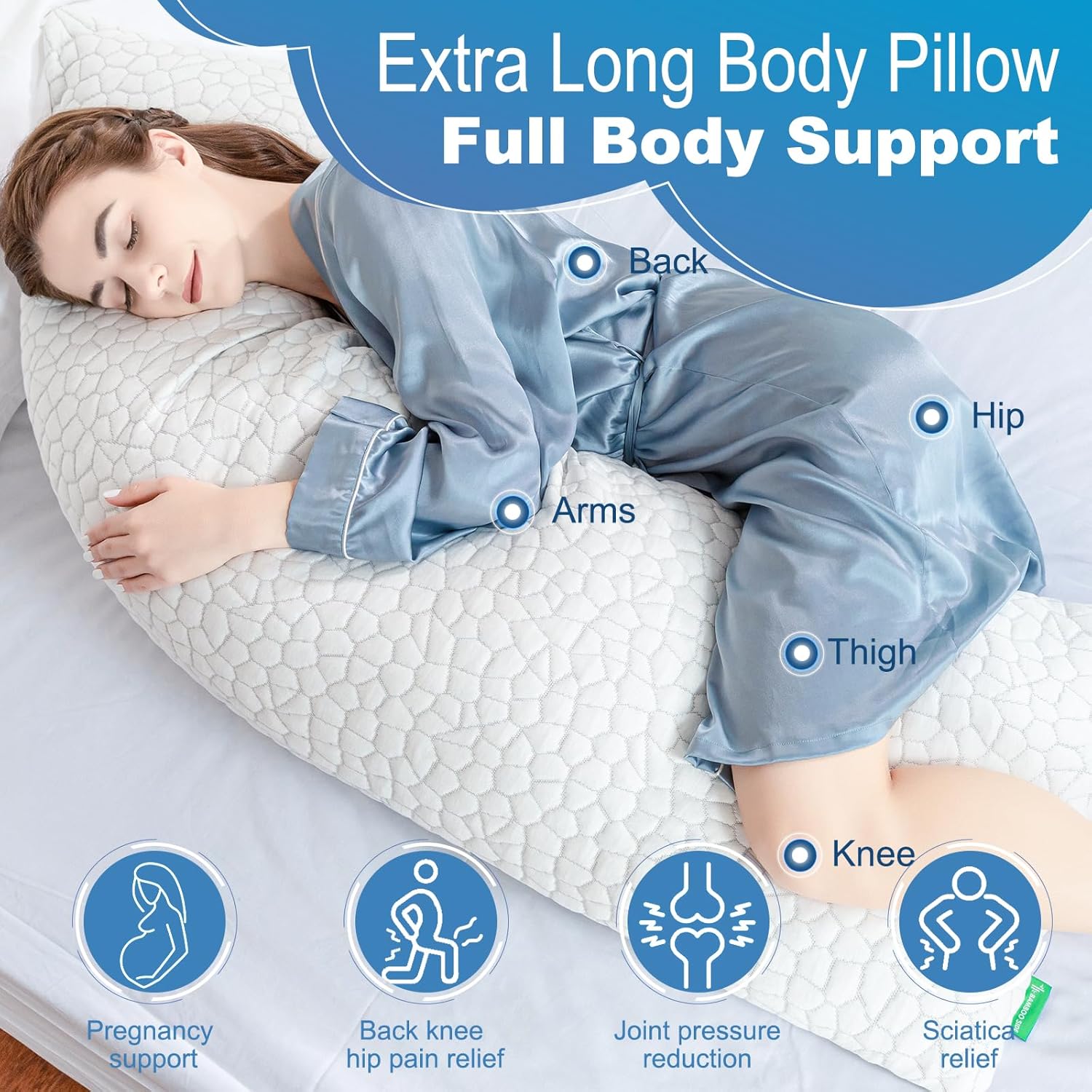 Memory Foam, Long Body Support Pillow - Comfi House - Bahrain