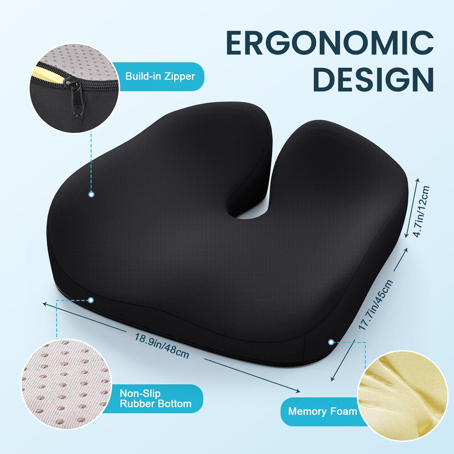 Office Comfort Set (seat cushion, footrest, back support) - Comfi House - Bahrain