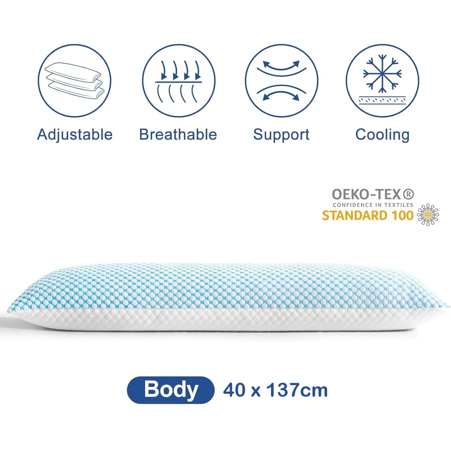 Memory Foam, Long Body Support Pillow - Comfi House - Bahrain