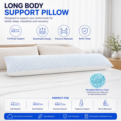 Long Memory Foam Sleeping Pillow - Comfi House - Bahrain