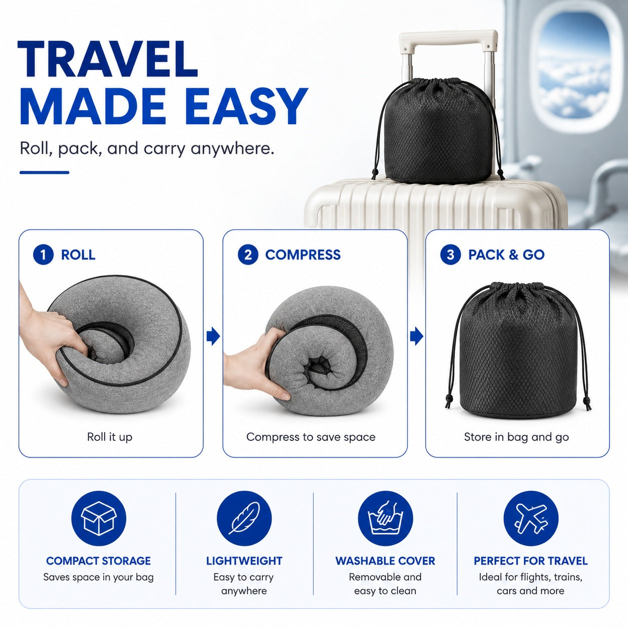 Memory Foam, Neck & Travel Pillow - Comfi House - Bahrain