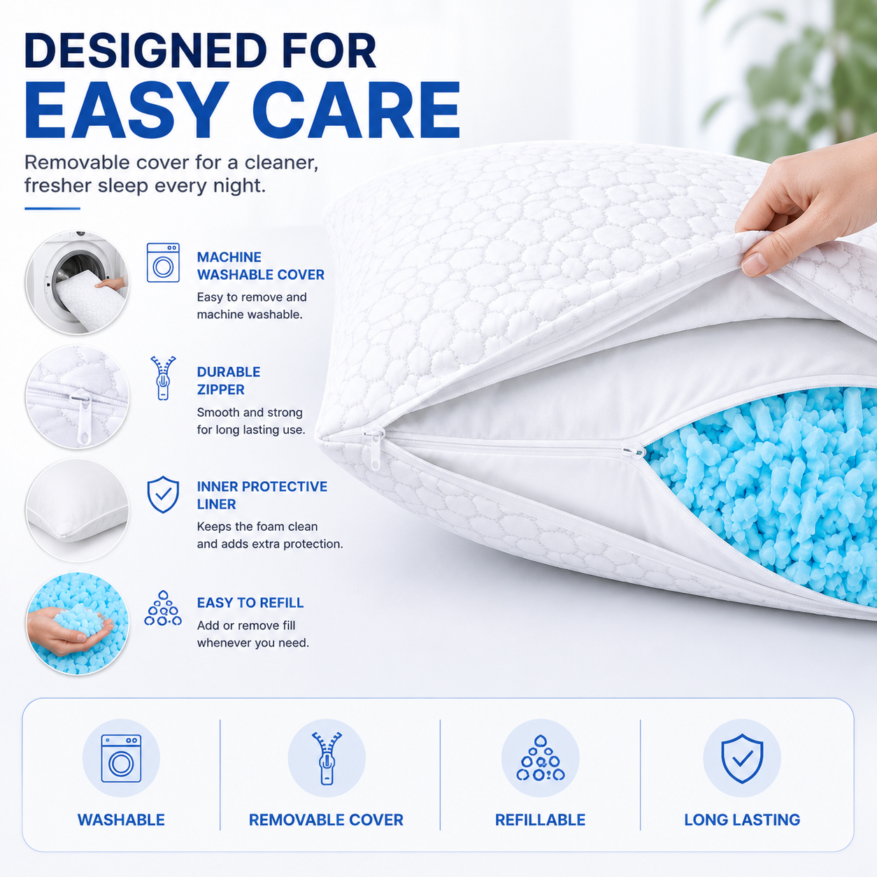 Memory Foam, Shredded Pillow with Gel - Comfi House - Bahrain