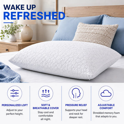 Memory Foam, Shredded Pillow with Gel