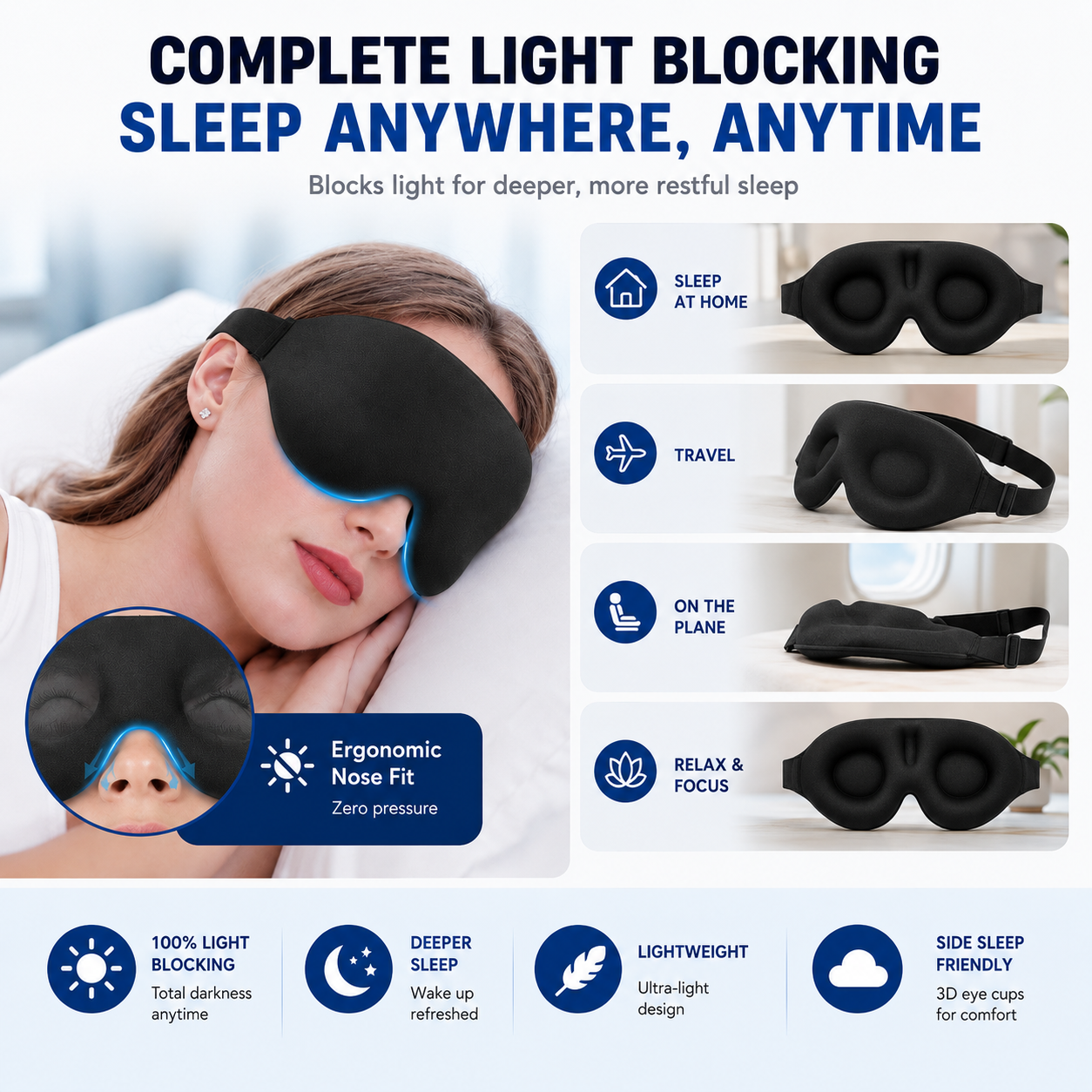 Memory Foam 3D Eye Mask - Comfi House - Bahrain
