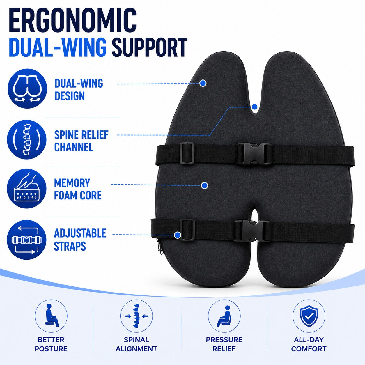 Memory Foam Back Support – Butterfly Design