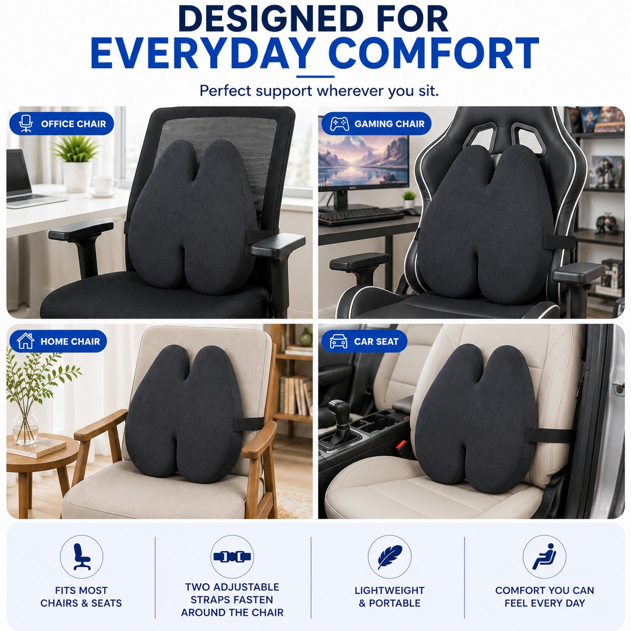 Memory Foam Back Support – Butterfly Design - Comfi House - Bahrain