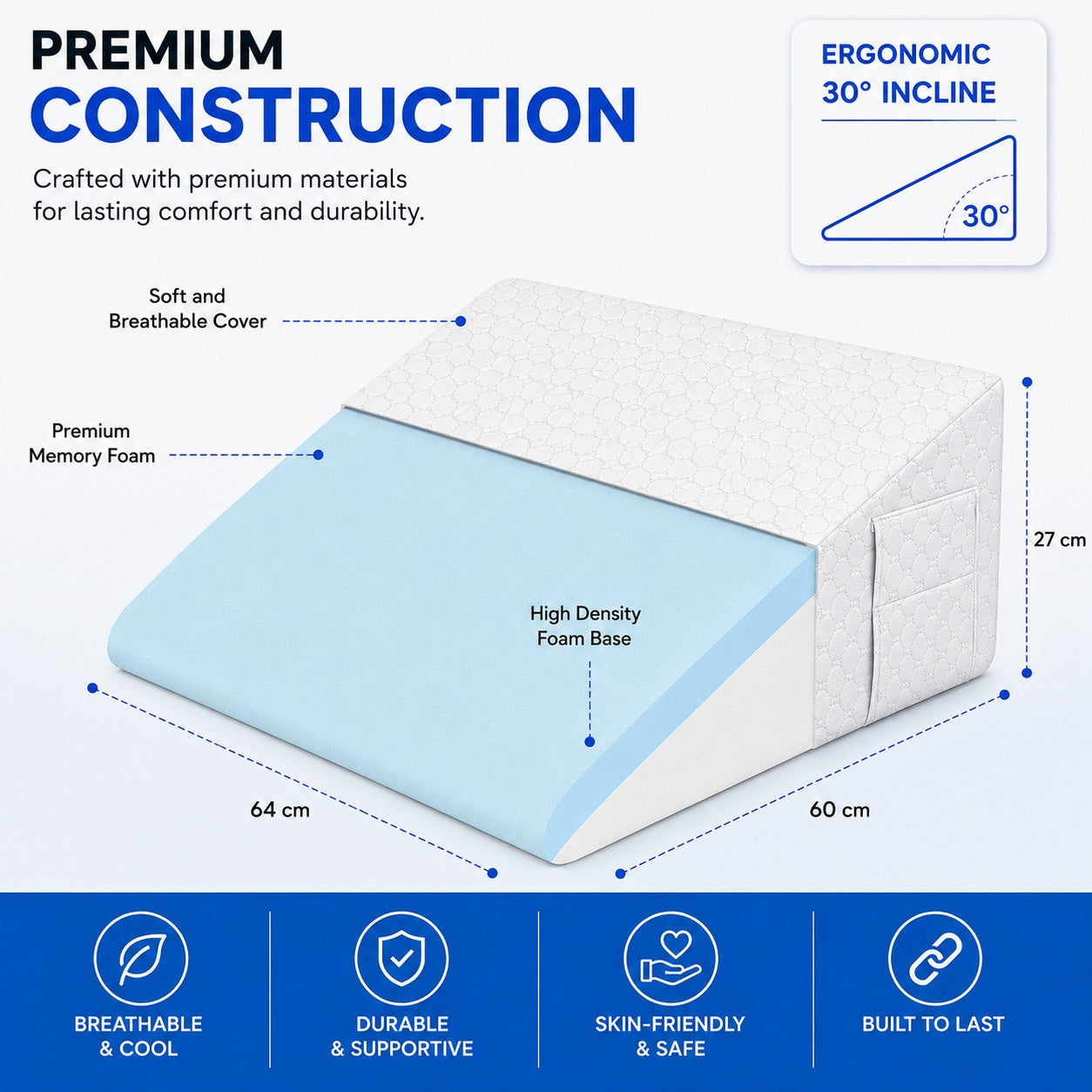 Memory Foam, Acid Reflux Multi-use Wedge Pillow - Comfi House - Bahrain