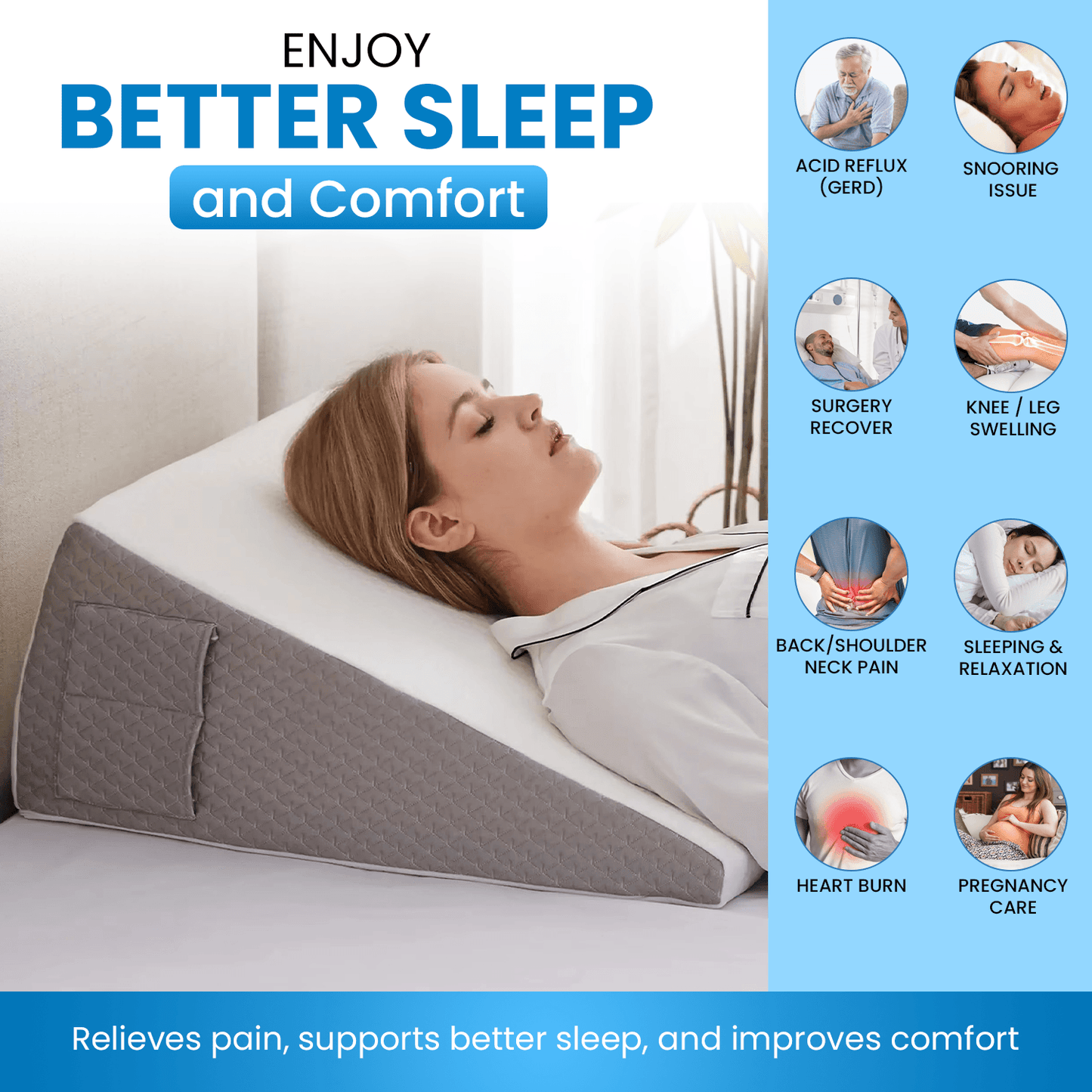 Sleep & Relaxation (sleeping pillow, wedge pillow & knee pillow) - Comfi House - Bahrain