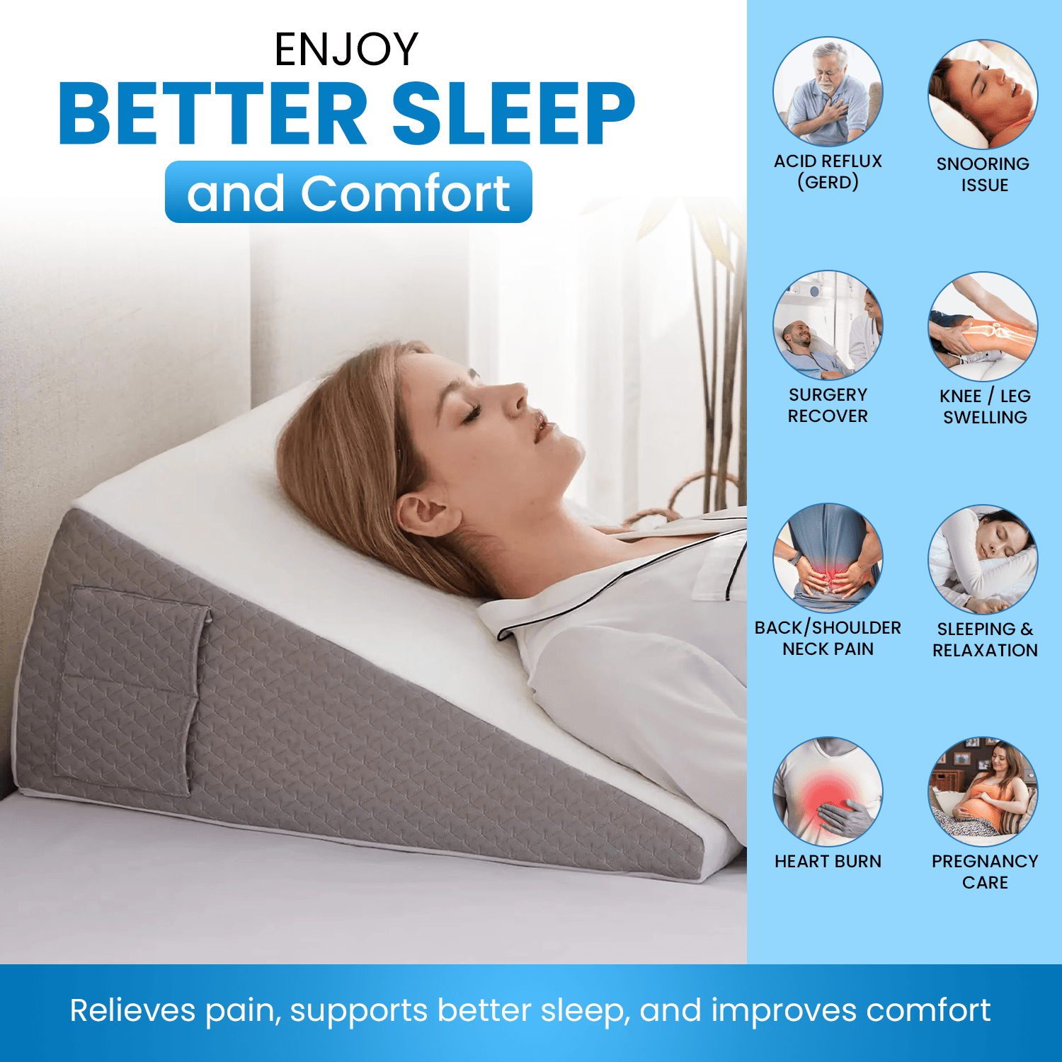 Sleep & Relaxation (sleeping pillow, wedge pillow & knee pillow) - Comfi House - Bahrain