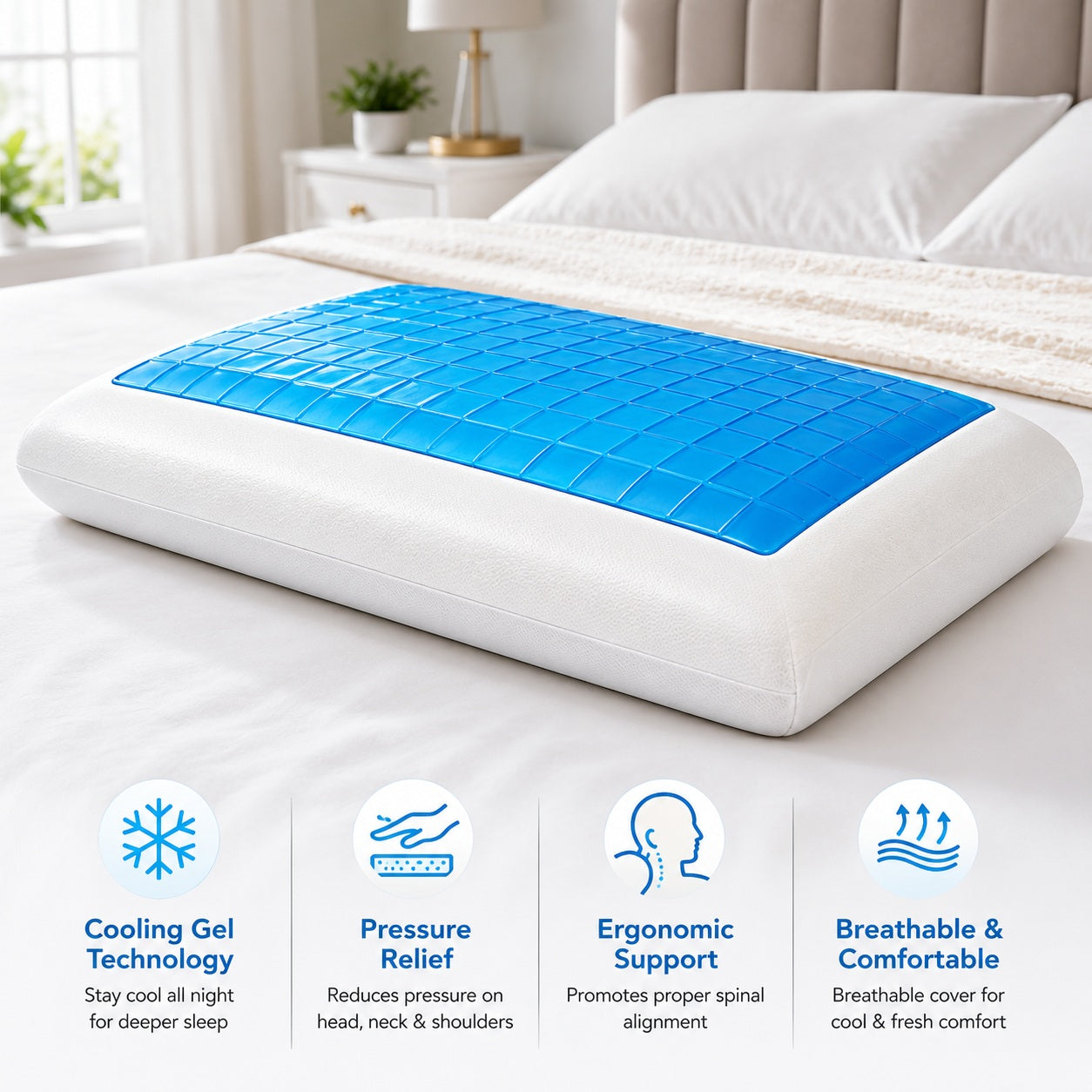 Memory Foam, Cooling Gel Pillow - Comfi House - Bahrain