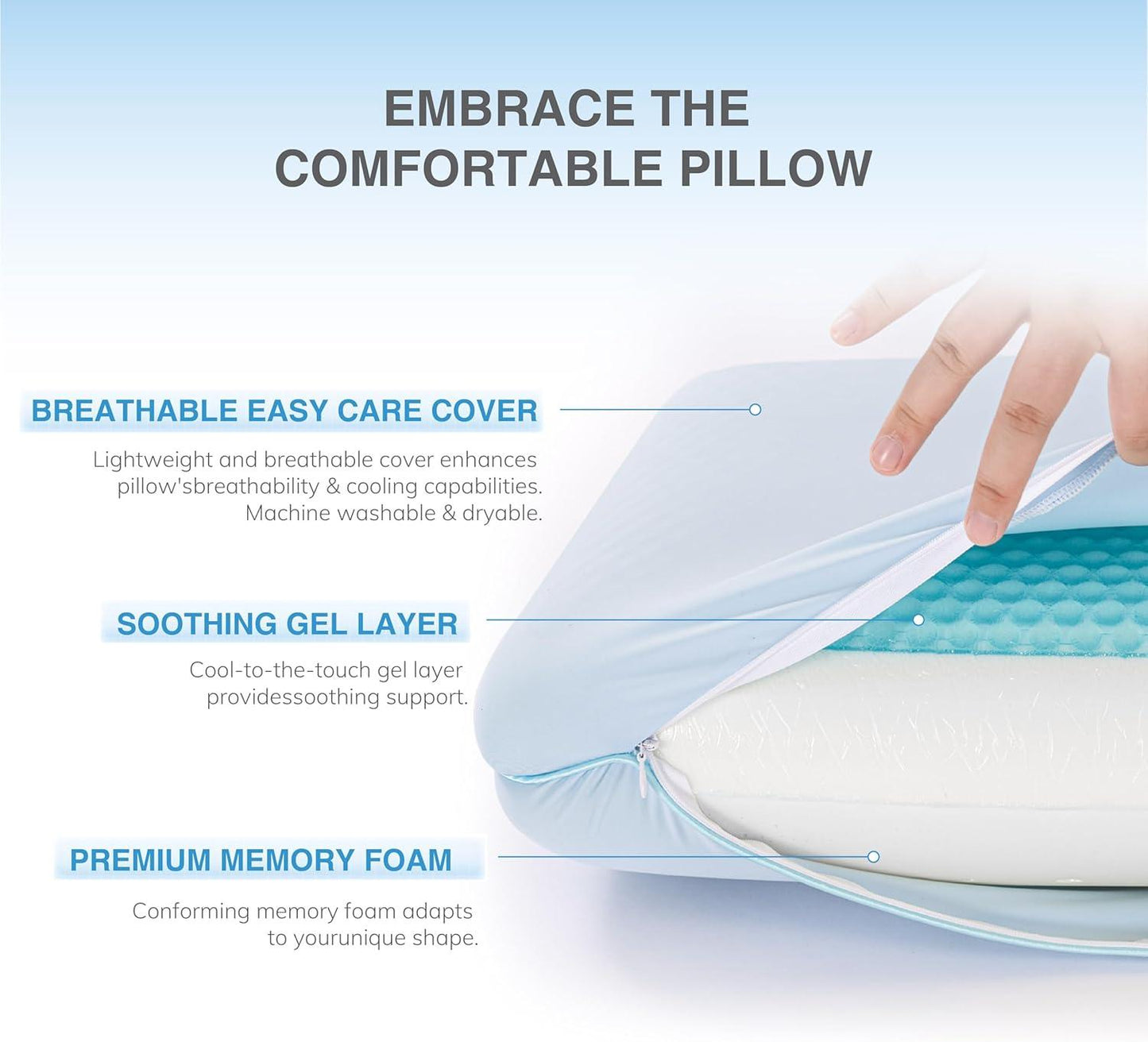Memory Foam, Classic Pillow with Gel - Comfi House - Bahrain