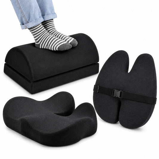 Office Comfort Set 2 (seat cushion, footrest, back support) - Comfi House - Bahrain