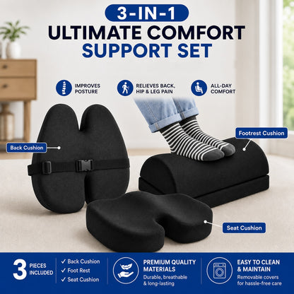 Office Comfort Set 2 (seat cushion, footrest, back support)