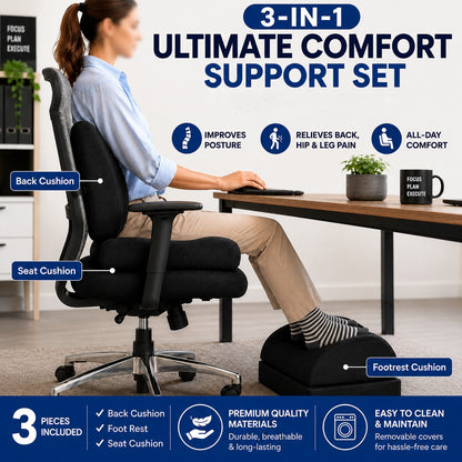 Office Comfort Set 2 (seat cushion, footrest, back support)